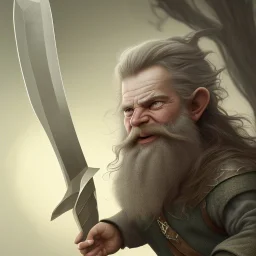 A beautiful dwarf with a sharp and beautiful ax in his hand, full HD, 4K, 8K, very real and with fine and detailed details, realistic and really alive, taken from the Lord of the Rings movie