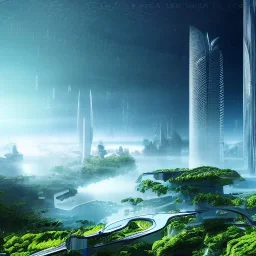 ciudad futurista naturaleza