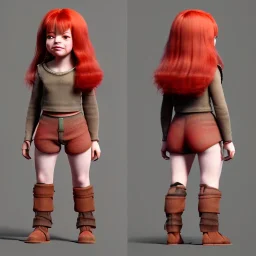 Full body Red hair halfling girl