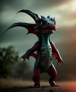 Cute Dragon toddler, full body, angry, dramatic lighting, hyper realistic