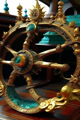 The Helm of the Dragon Queen is a fabulously gilded steering wheel adorning one of the finest pirate ships in the world but she was crippled during a battle and the magical wheel lost in the aqua depths