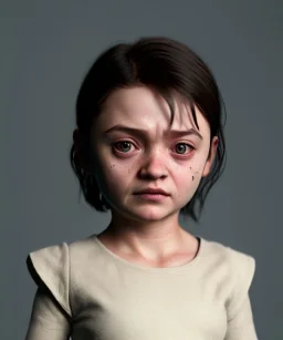 Arya stark toddler, full body, soft skin, dramatic lighting, hyper realistic