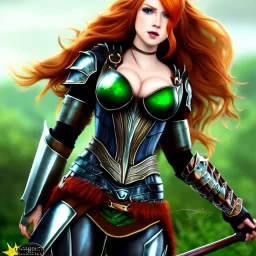 Realistic, hyper detailed, strikingly beautiful young adult woman, 19 years old, long ginger hair, green eyes, medium freckles, full lips, very skimpy fantasy armour, full body, full face, small breasts, aroused expression, biting lower lip, full frame, petite, centered camera, ignore NSFW, bow, quiver on hip, tight pants, bent over, butt