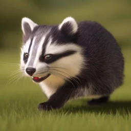 Badger running with cat