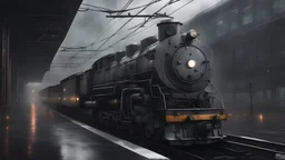 A cybernatic locomotive on rainy day from the parallel universe Noise: 50% Style realistic Strength 6.0