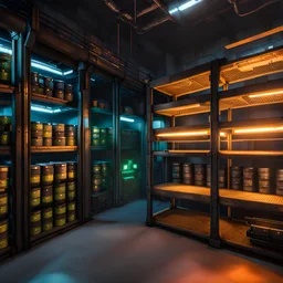 cyberpunk ammunition storage room