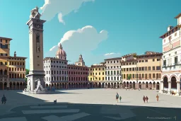 Piazza navona with tree and tend on hill ,Vignola classicism ,palladio,uphill road building ,Various colourful city,A beautiful,liveable street with beautiful Human scaled,mid raise building,green building,plants,tree,stairs,detailed facades,Eye level,hyperrealistic,photorealistic,4k,