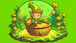 fantasy cartoon illustration: pot of gold