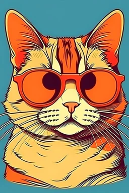 weet illustration of a cat in a sunglasses, in a cartoon style