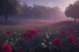 the dawn brought by a thousand roses, featured in artstation, octane render, cinematic, elegant, intricate, ultra detailed, rule of thirds, volumetric lighting, volumetric clouds, fantasy, concept art, sharp focus, illustration, 8k