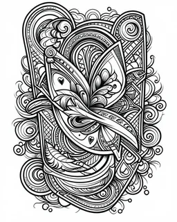 ace card tattoo, coloring book page, clean line art, adults drawing book, Black and white only, crisp black lines, sharp lines, coloring page for adults, black and white picture, lots of details, tattoo style,tattoo ideas, full body, without shadows and colors