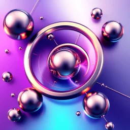 pretty graphic design made of metalic rings and spheres and geometry components fractal like