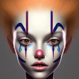 clown girl, excellent skin, symmetrical, soft lighting, detailed face, concept art, digital painting, looking into camera