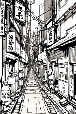 Tokyo alley, line arts