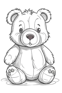 Outline art for cute bear full body,color book, sketch style, white background,clean lines,no shadows and we'll uotlined, low details