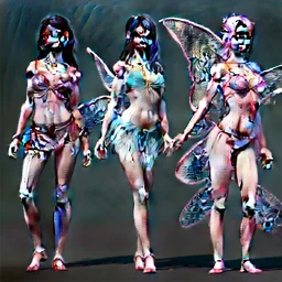 fantasy, three pretty girl fairies, bottomless, see through, nip