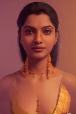 South Indian actress Ivana, by Mahmoud Sai, Cartographic, Circuitry, Golden Hour, Closeup-View, 16k, Lumen Global Illumination, Diffraction Grading