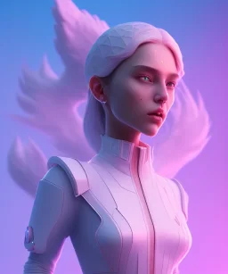 isometric clean art of a female elemental gaurdian, soft lighting, soft pastel gradients, high definition, 3d icon clay render, blender 3d