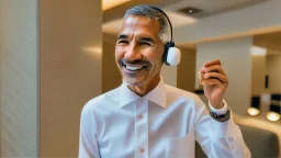 hotel owner holding apple airpods