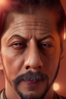 Indian actor Shahrukh khan, by Mahmoud Sai, Cartographic, Circuitry, Golden Hour, Closeup-View, 16k, Lumen Global Illumination, Diffraction Grading