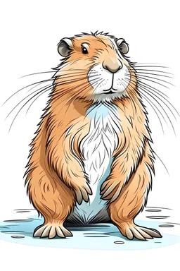 Outline art for nutria full body ,color book, sketch style, white background,clean lines,no shadows and we'll uotlined, low details