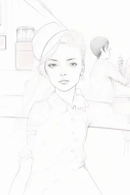 2 girl and 1 boy in cafe with color