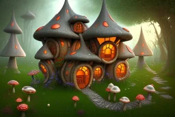 mushroom house with windows