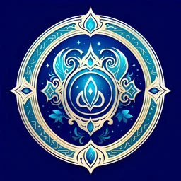 logo, magical theme, blue color scheme, Persian elements