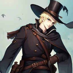 Fantasy White male wearing a top hat with blonde hair and blue eyes