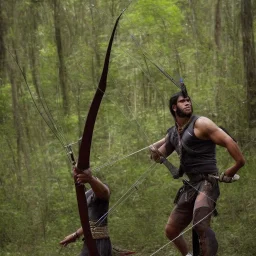 handsome powerful-looking Brazilian archer that protects the vast, exuberant and eerie forest