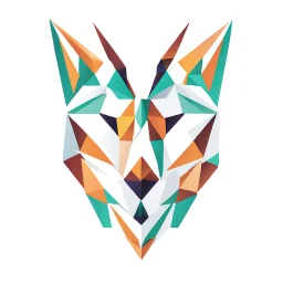 a flat "TokenQuill Chat" head origami logo, white background