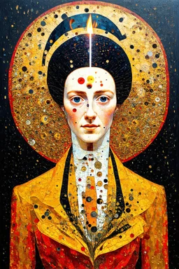 A thread of light re-igniting life; a neo-surrealistic, expressionistic, steampunk version of Gustav Klimt