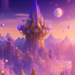 blue gold and violet landscape with multicolored crystals falling from the sky, full of details, smooth, bright sunshine，soft light atmosphere, light effect，vaporwave colorful, concept art, smooth, extremely sharp detail, finely tuned detail, ultra high definition, 8 k, unreal engine 5, ultra sharp focus