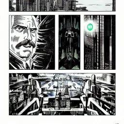 Futuristic, cyberpunk, Friedrich Nietzsche, comic style