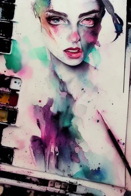 beautiful watercolor portrait, photorealistic, watercolor portrait by Harumi Hironaka, Agnes Cecile, detailed, watercolor portrait, fine art Don Quixote