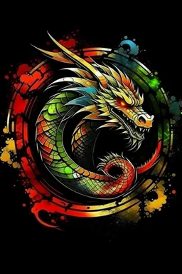 dragon paint logo, leather background