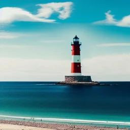 fullbody Drawing of 'beutiful beach, clouds, lighthouse,sunny day',intricate detail,andrea bonelli,Kilian Eng,Ohrai,evan lee,Aleksandr Sidelnikov,KyuYong Eom,three quarters frontal aerial view,toned colors,16k