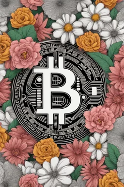 Bitcoin cryptocurrency alone are in the full blooming flowers