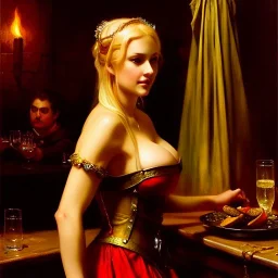 fullbody portrait 'beautiful face blonde massiveboobs medieval wench on tavern in medieval city',painting by gaston bussiere, greg rutkowski, yoji shinkawa, yoshitaka amano, tsutomu nihei, donato giancola, tim hildebrandt, oil on canvas, cinematic composition,sharp image, extreme detail,((fit full head inside picture)),32k