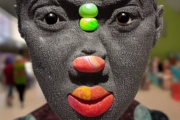 Human face made out of marbles