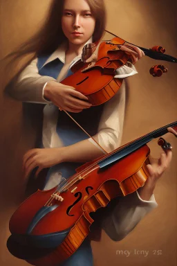 Oil painting violin