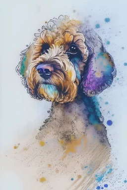 abstract watercolour of a cockapoo dog’s head