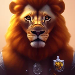 Portrait of cute lion, harry potter style,Fantasy art, yellow clothes, octane render
