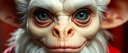 close up portrait of high judge with smooth grainy skin fine pores and real skin texture, clear transparent skin, wise eyes, hairy macho gremlin disco albino limbo
