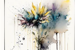 flowers in the style of Agnes cecile,frank Auerbach, in frame, watercolor, wet on wet and splattering techniques, full shot,centered, perfect composition, abstraction, surrealism