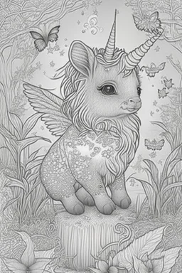 coloring book page of a magical animall