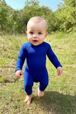 baby in a thermal jumpsuit vright ball nature