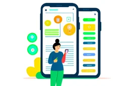 A person who uses a smart app on their smartphone to organize their tasks and appointments in an organized and efficient manner. Modern photography shows the attractive design of the app that helps the user manage their daily life and achieve their goals