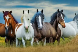 horses of different colors in a field