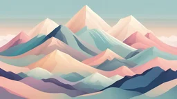 image of layered mountains, flat art, vector, pastel colors, background, curvy mountains, layered, himalayas, wideframe